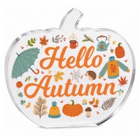 Hello Autumn Pumpkin Decoration Acrylic Freestanding Autumnal