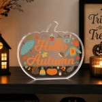 Hello Autumn Pumpkin Decoration Acrylic Freestanding Autumnal Hello Autumn Pumpkin Decoration Acrylic Freestanding Autumnal