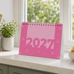 Pink 2027 Calendar Desktop Office Planner Month to View Pink 2027 Calendar Desktop Office Planner Month to View