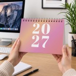 Pink 2027 Calendar A5 Landscape Flip Month To View Planner