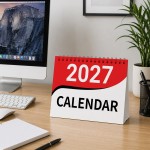  2027 A5 Desktop Calendar Month to View Spiral Bound Planner