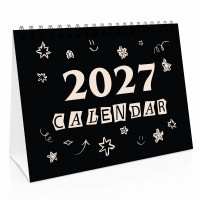 Black 2027 A5 Desktop Calendar Month to View Spiral Bound