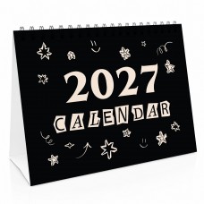 Black 2027 A5 Desktop Calendar Month to View Spiral Bound