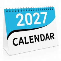 Blue 2027 A5 Desktop Calendar Month to View Spiral Bound Planner