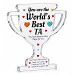 Worlds Best TA Award Acrylic Trophy Plaque Thank You TA Gift Worlds Best TA Award Acrylic Trophy Plaque Thank You TA Gift
