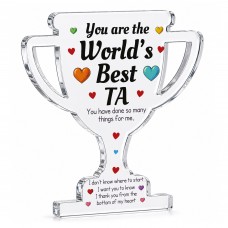 Worlds Best TA Award Acrylic Trophy Plaque Thank You TA Gift
