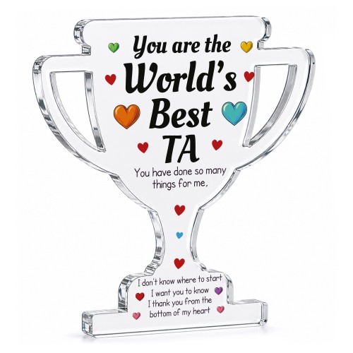 Worlds Best TA Award Acrylic Trophy Plaque Thank You TA Gift Worlds Best TA Award Acrylic Trophy Plaque Thank You TA Gift