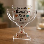 Worlds Best TA Award Acrylic Trophy Plaque Thank You TA Gift Worlds Best TA Award Acrylic Trophy Plaque Thank You TA Gift