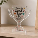 Worlds Best TA Award Acrylic Trophy Plaque Thank You TA Gift Worlds Best TA Award Acrylic Trophy Plaque Thank You TA Gift