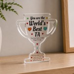 Worlds Best TA Award Acrylic Trophy Plaque Thank You TA Gift Worlds Best TA Award Acrylic Trophy Plaque Thank You TA Gift