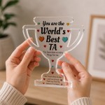 Worlds Best TA Award Acrylic Trophy Plaque Thank You TA Gift Worlds Best TA Award Acrylic Trophy Plaque Thank You TA Gift