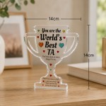 Worlds Best TA Award Acrylic Trophy Plaque Thank You TA Gift Worlds Best TA Award Acrylic Trophy Plaque Thank You TA Gift