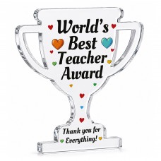  Worlds Best Teacher Award Acrylic Trophy Plaque Thank You Gift
