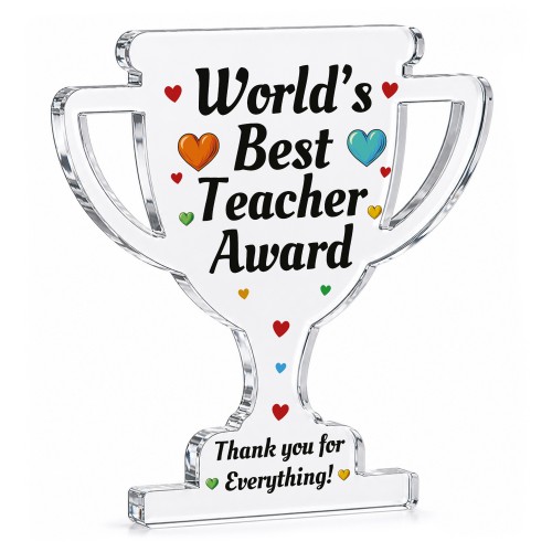 Worlds Best Teacher Award Acrylic Trophy Plaque Thank You Gift Worlds Best Teacher Award Acrylic Trophy Plaque Thank You Gift