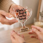 Worlds Best Teacher Award Acrylic Trophy Plaque Thank You Gift Worlds Best Teacher Award Acrylic Trophy Plaque Thank You Gift