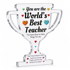 Worlds Best Teacher Acrylic Trophy Plaque Thank You Teacher Gif