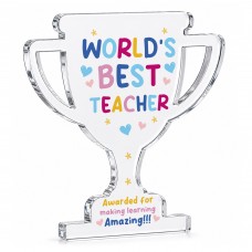 Gift For Teacher Worlds Best Teacher Award Acrylic Trophy Plaque