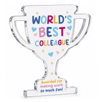 World's Best Colleague Acrylic Trophy Plaque Funny Thank You