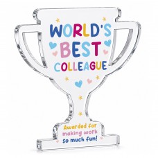 World's Best Colleague Acrylic Trophy Plaque Funny Thank You