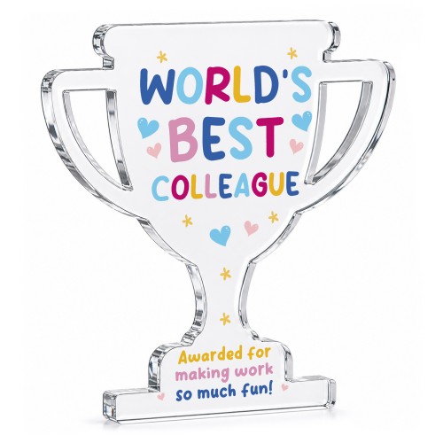 World's Best Colleague Acrylic Trophy Plaque Funny Thank You World's Best Colleague Acrylic Trophy Plaque Funny Thank You