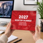 2027 Desktop Calendar Freestanding Desk Planner 16 Pages Notes