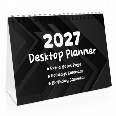2027 Desktop Calendar Black Freestanding Desk Planner 16 Pages
