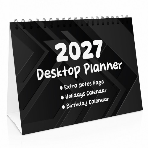 2027 Desktop Calendar Black Freestanding Desk Planner 16 Pages 2027 Desktop Calendar Black Freestanding Desk Planner 16 Pages