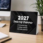 2027 Desktop Calendar Black Freestanding Desk Planner 16 Pages 2027 Desktop Calendar Black Freestanding Desk Planner 16 Pages
