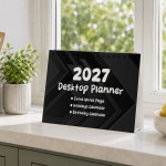 2027 Desktop Calendar Black Freestanding Desk Planner 16 Pages 2027 Desktop Calendar Black Freestanding Desk Planner 16 Pages