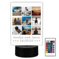 Personalised Couples Photo LED Light 9 Photos Anniversary 