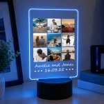Personalised Couples Photo LED Light 9 Photos Anniversary 