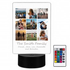 Personalised Family 9 Photos LED Light Plaque Present For Family