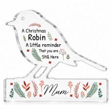 Mum Christmas Memorial Gift Robin Remembrance Plaque Bereavement