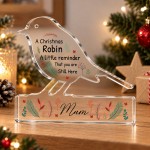 Mum Christmas Memorial Gift Robin Remembrance Plaque Bereavement