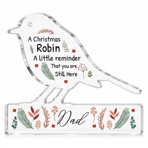 Dad Christmas Memorial Gift Robin Remembrance Plaque Bereavement