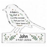 Personalised Robin Memorial Gift Acrylic Remembrance Plaque Personalised Robin Memorial Gift Acrylic Remembrance Plaque