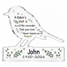 Personalised Robin Memorial Gift Acrylic Remembrance Plaque