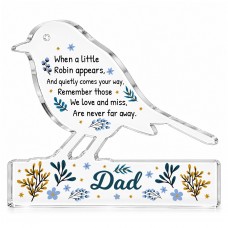 Dad Robin Memorial Plaque Gift Remembrance Ornament Loss of Dad 