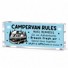 Campervan Rules Sign Freestanding Acrylic Plaque Fun Gift