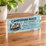 Campervan Rules Sign Freestanding Acrylic Plaque Fun Gift Campervan Rules Sign Freestanding Acrylic Plaque Fun Gift