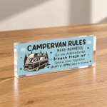 Campervan Rules Sign Freestanding Acrylic Plaque Fun Gift Campervan Rules Sign Freestanding Acrylic Plaque Fun Gift