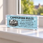 Campervan Rules Sign Freestanding Acrylic Plaque Fun Gift Campervan Rules Sign Freestanding Acrylic Plaque Fun Gift