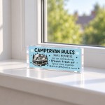 Campervan Rules Sign Freestanding Acrylic Plaque Fun Gift Campervan Rules Sign Freestanding Acrylic Plaque Fun Gift