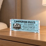 Campervan Rules Sign Freestanding Acrylic Plaque Fun Gift Campervan Rules Sign Freestanding Acrylic Plaque Fun Gift