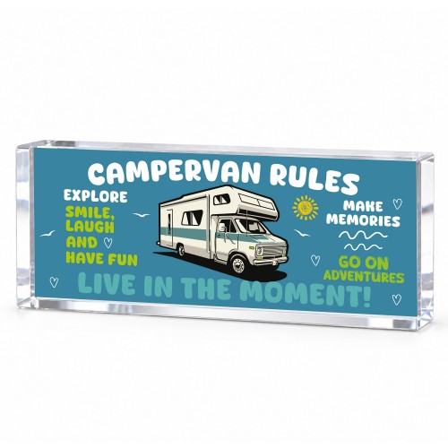 Campervan Rules Acrylic Plaque Funny Campervan Motorhome Gift 