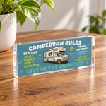 Campervan Rules Acrylic Plaque Funny Campervan Motorhome Gift 