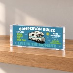 Campervan Rules Acrylic Plaque Funny Campervan Motorhome Gift 