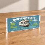 Campervan Rules Acrylic Plaque Funny Campervan Motorhome Gift 