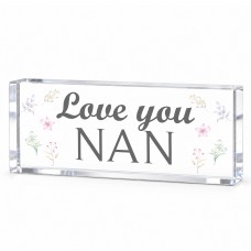 Love You Nan Acrylic Plaque Gift for Nanny from Grandchildren