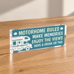 Motorhome Rules Acrylic Plaque Fun Motorhome Gift Motorhome Rules Acrylic Plaque Fun Motorhome Gift
